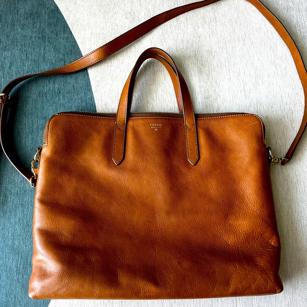 Fossil camel laptop bag